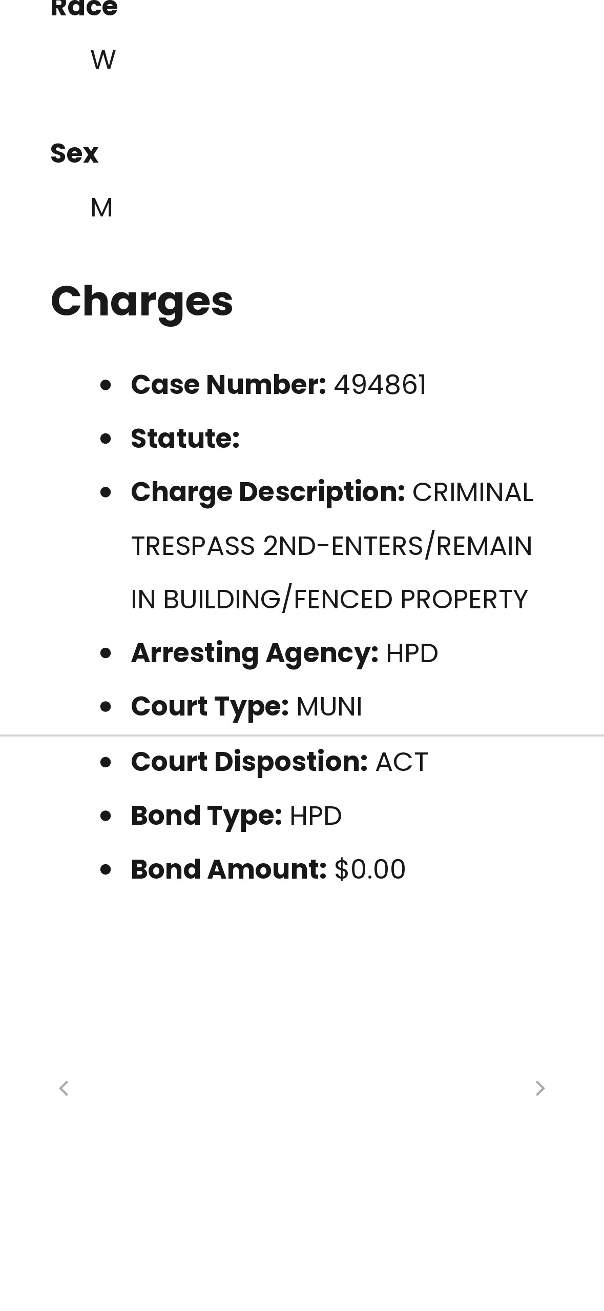 Public-record charge screenshot